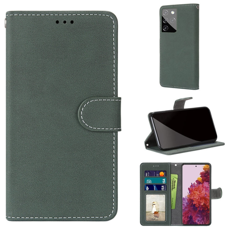 For Samsung Galaxy S21 Ultra 5G Retro Frosted Horizontal Flip PU Leather Case with Holder & Card Slots & Wallet & Photo Frame