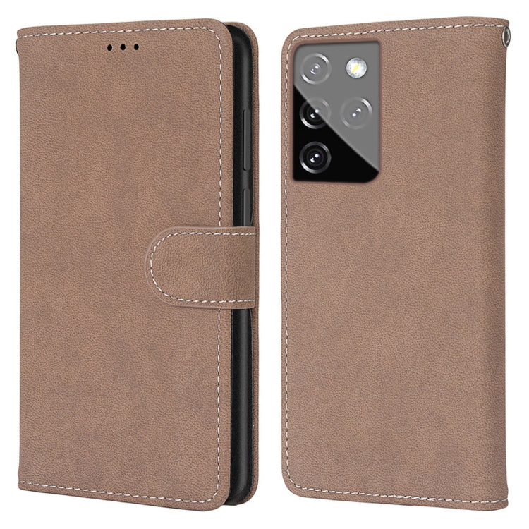 For Samsung Galaxy S21 Ultra 5G Retro Frosted Horizontal Flip PU Leather Case with Holder & Card Slots & Wallet & Photo Frame