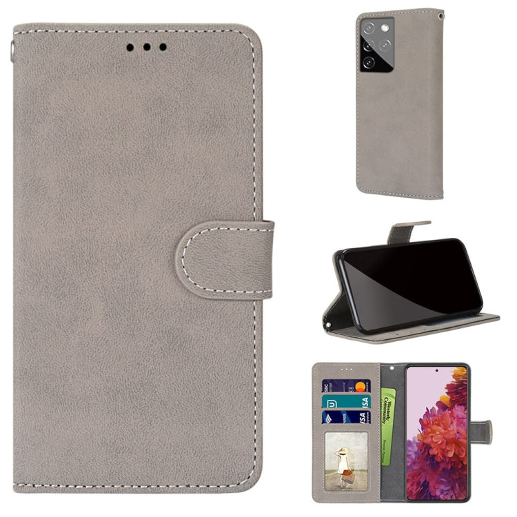 For Samsung Galaxy S21 Ultra 5G Retro Frosted Horizontal Flip PU Leather Case with Holder & Card Slots & Wallet & Photo Frame