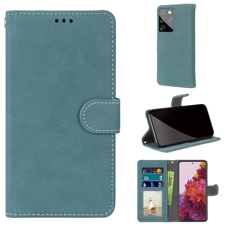 For Samsung Galaxy S21 Ultra 5G Retro Frosted Horizontal Flip PU Leather Case with Holder & Card Slots & Wallet & Photo Frame