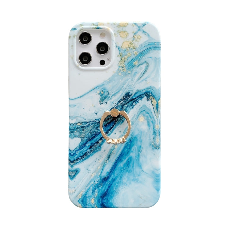 For iPhone 11 Pro Marble Pattern Protective Case with Ring Holder