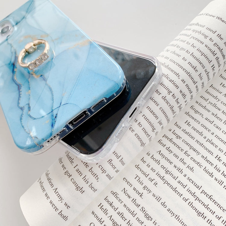For iPhone 11 Pro Max Marble Pattern Protective Case with Ring Holder