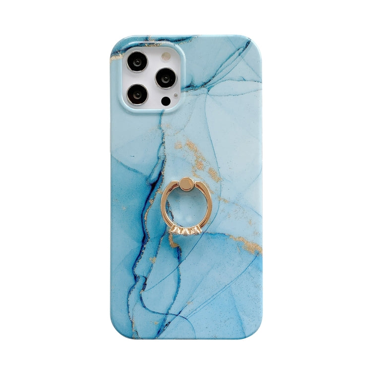 For iPhone 11 Pro Max Marble Pattern Protective Case with Ring Holder