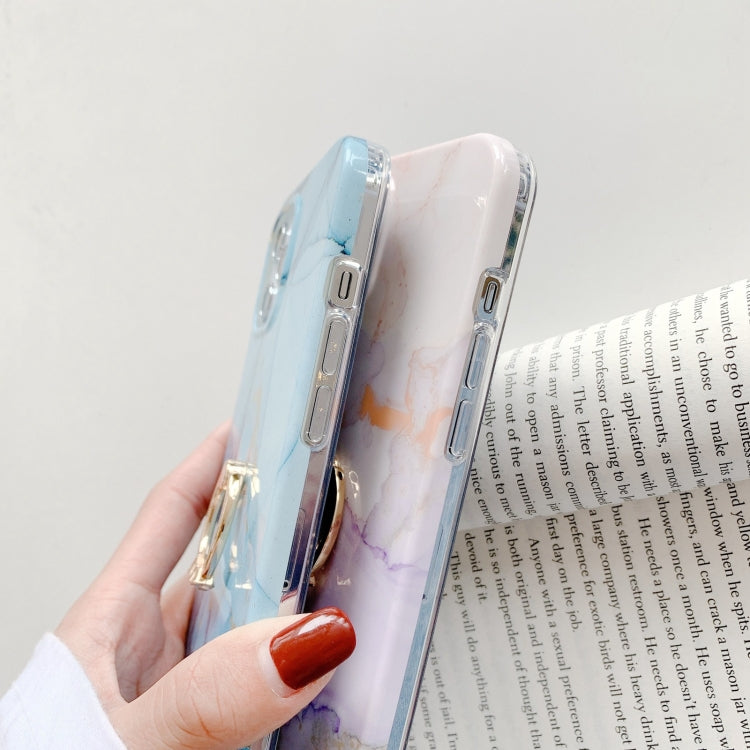 For iPhone 12 Pro Max Marble Pattern Protective Case with Ring Holder
