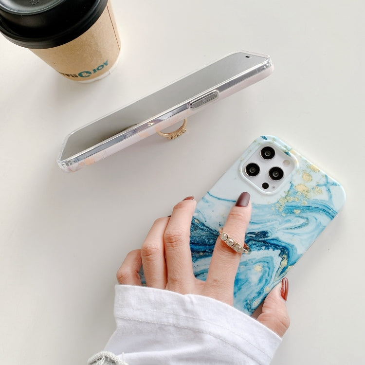 For iPhone 12 Marble Pattern Protective Case with Ring Holder