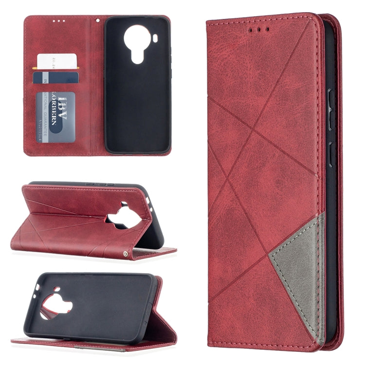 For Nokia 5.4 Rhombus Texture Horizontal Flip Magnetic Leather Case with Holder & Card Slots & Wallet