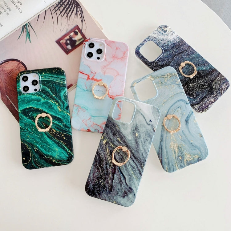 For iPhone 11 Marble Pattern Protective Case with Ring Holder