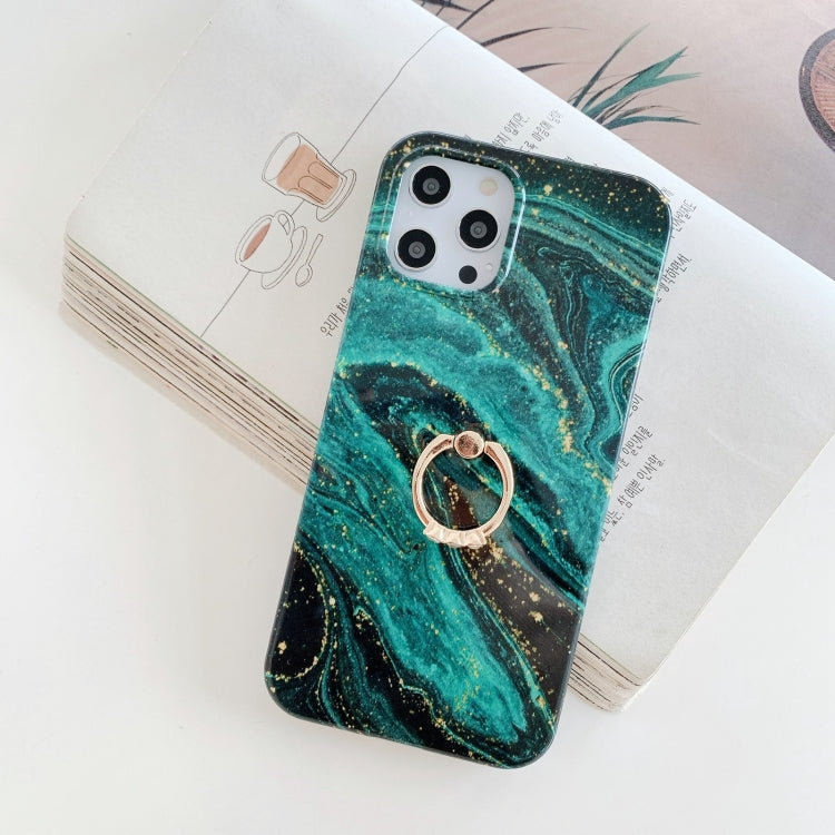 For iPhone 11 Marble Pattern Protective Case with Ring Holder