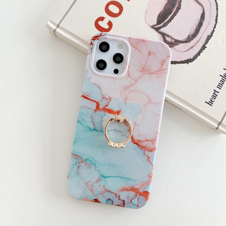 For iPhone 11 Pro Marble Pattern Protective Case with Ring Holder