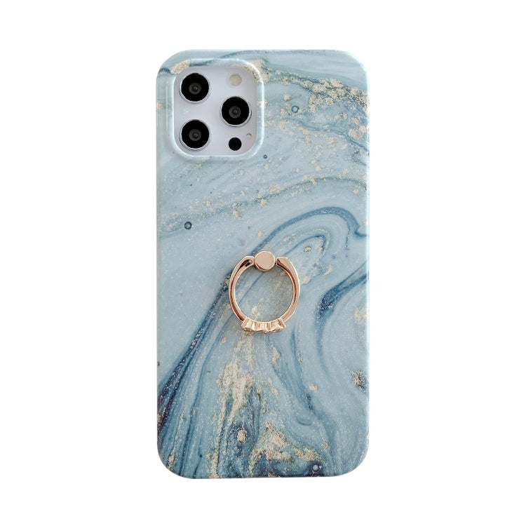 For iPhone 11 Pro Marble Pattern Protective Case with Ring Holder