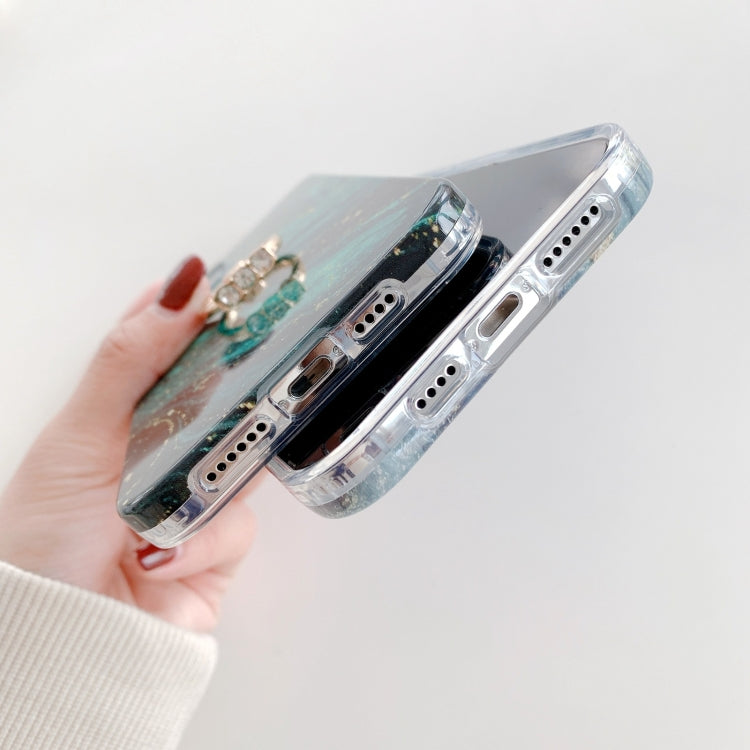 For iPhone 11 Pro Marble Pattern Protective Case with Ring Holder
