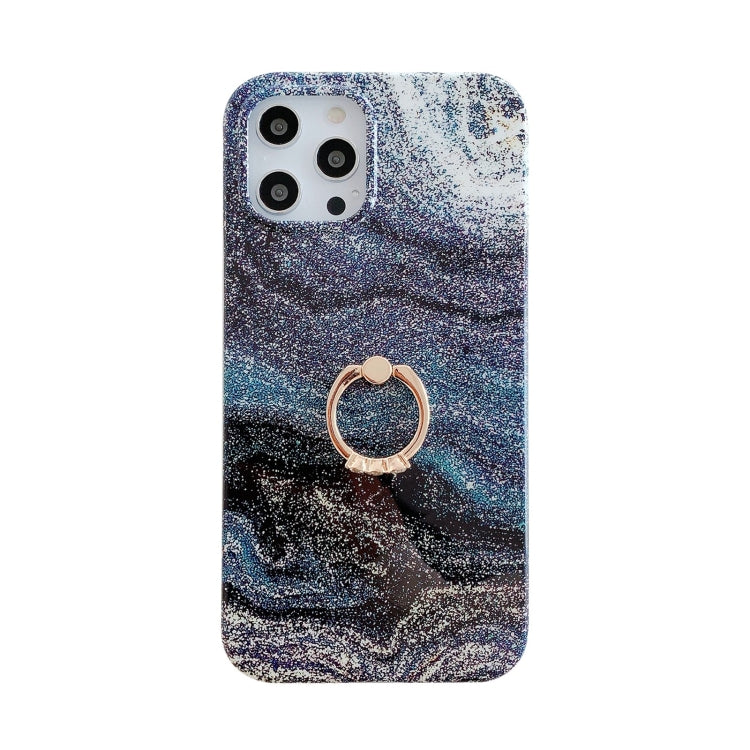 For iPhone 11 Pro Marble Pattern Protective Case with Ring Holder