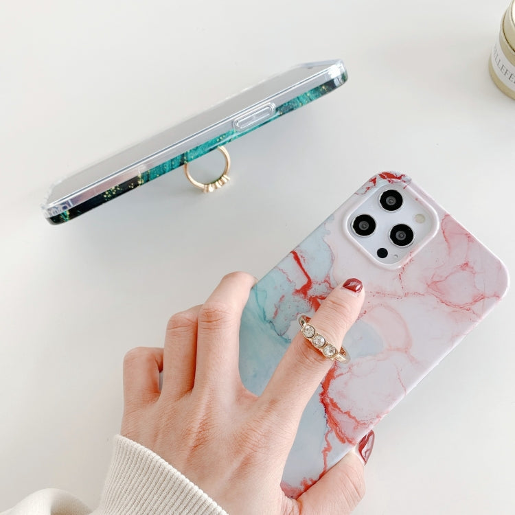 For iPhone 11 Pro Marble Pattern Protective Case with Ring Holder