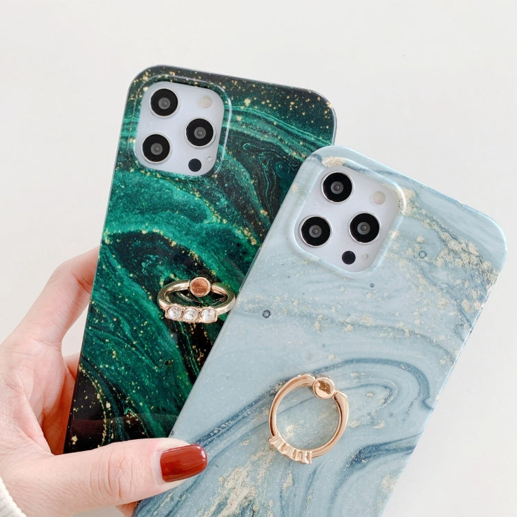 For iPhone 12 Pro Marble Pattern Protective Case with Ring Holder