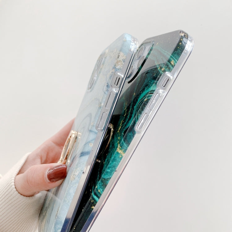 For iPhone 12 Pro Marble Pattern Protective Case with Ring Holder