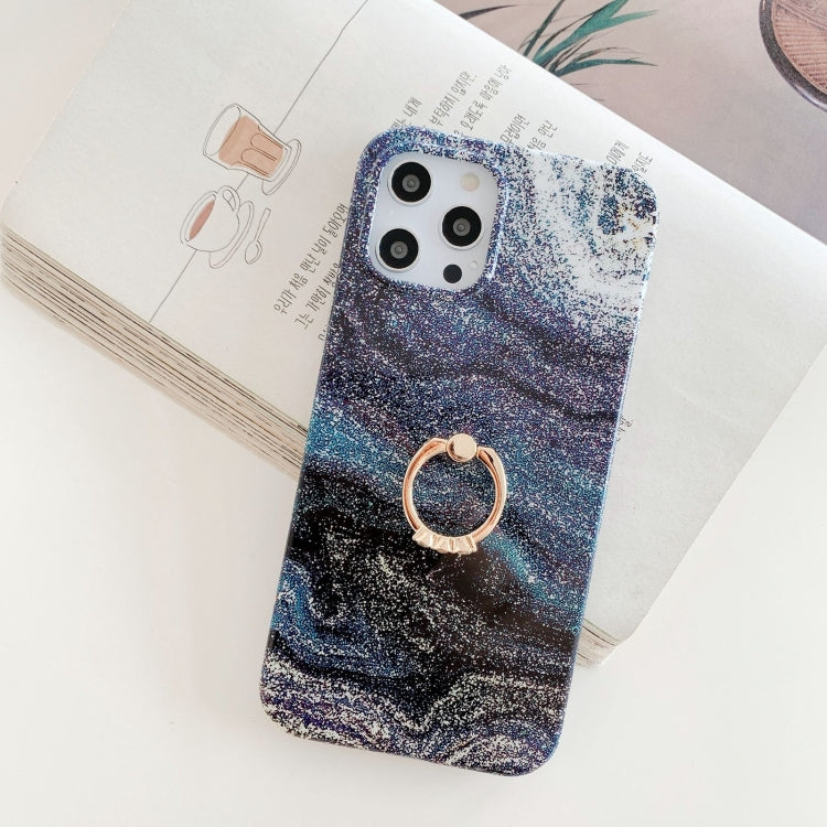 For iPhone 12 mini Marble Pattern Protective Case with Ring Holder