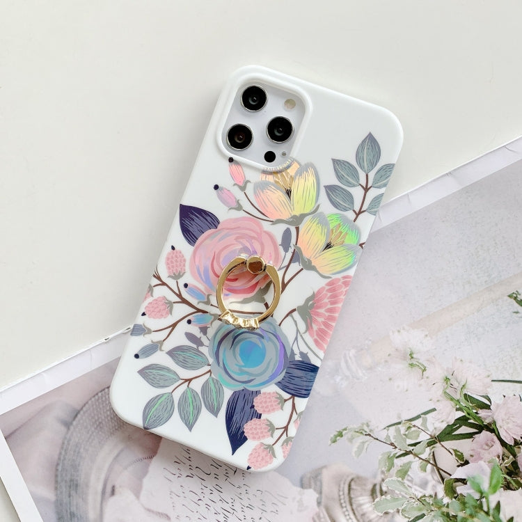 For iPhone 12 Pro Max Fashion Pattern Protective Case with Ring Holder