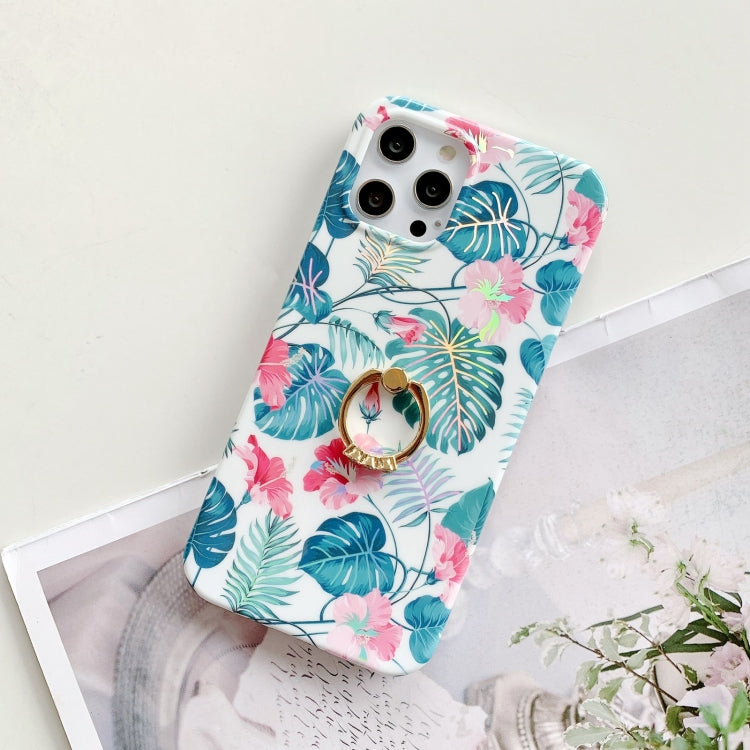 For iPhone 12 Pro Max Fashion Pattern Protective Case with Ring Holder