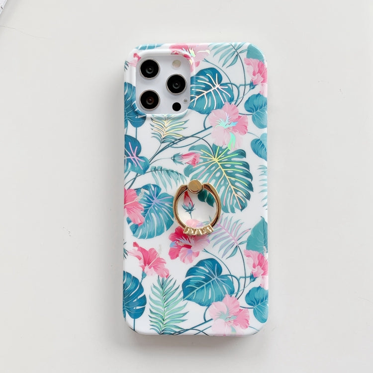 For iPhone 12 Fashion Pattern Protective Case with Ring Holder