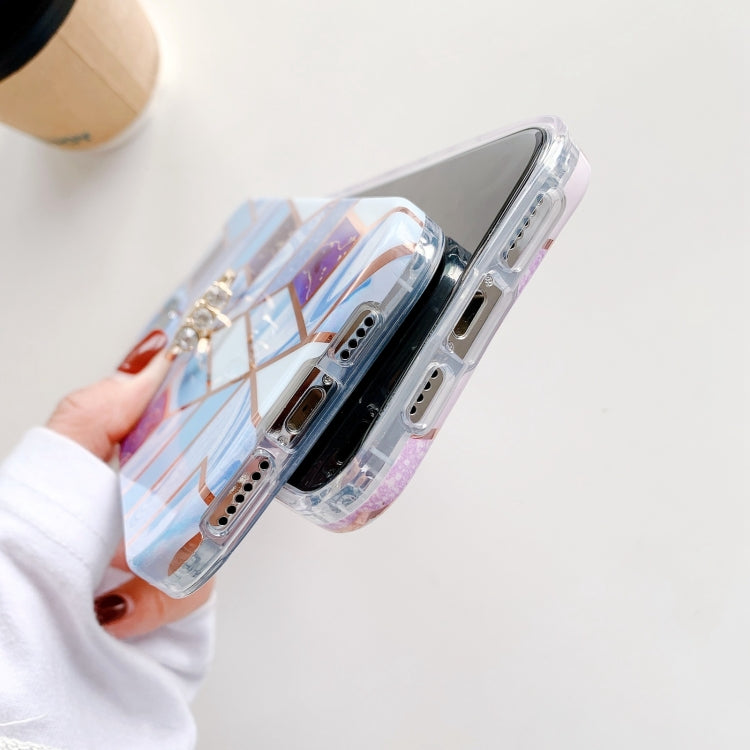 For iPhone 12 Pro Max Colorful Marble Pattern Protective Case with Ring Holder
