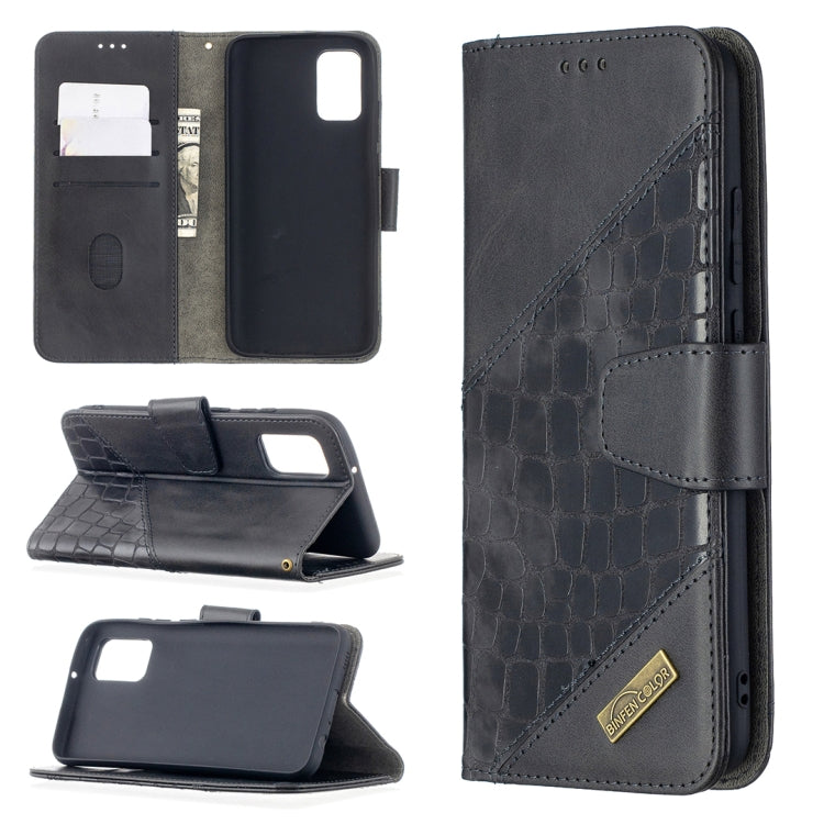 For Samsung Galaxy A02s (EU Version) Matching Color Crocodile Texture Horizontal Flip PU Leather Case with Wallet & Holder & Card Slots