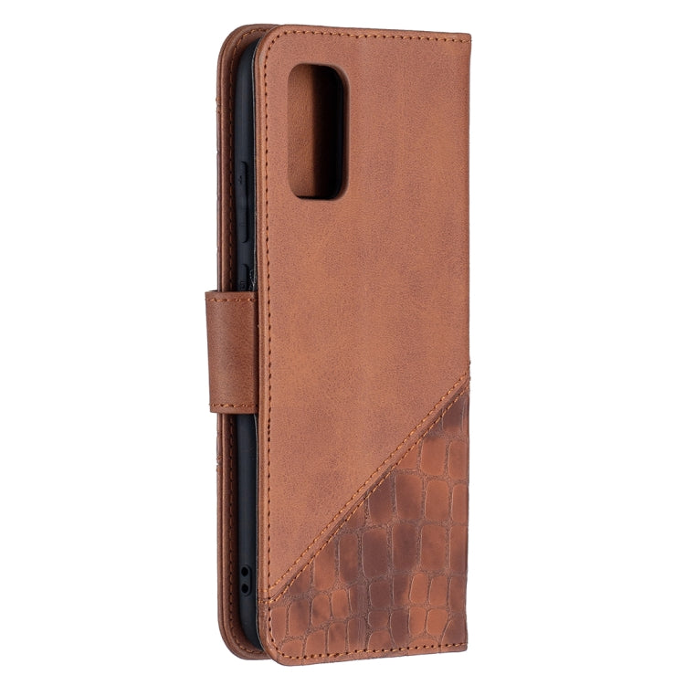 For Samsung Galaxy A02s (EU Version) Matching Color Crocodile Texture Horizontal Flip PU Leather Case with Wallet & Holder & Card Slots