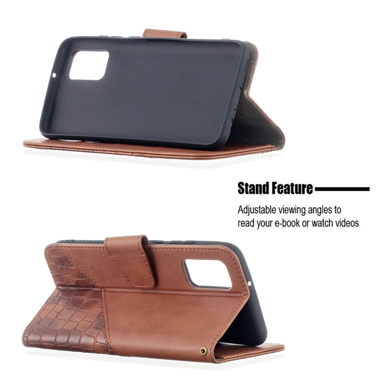 For Samsung Galaxy A02s (EU Version) Matching Color Crocodile Texture Horizontal Flip PU Leather Case with Wallet & Holder & Card Slots