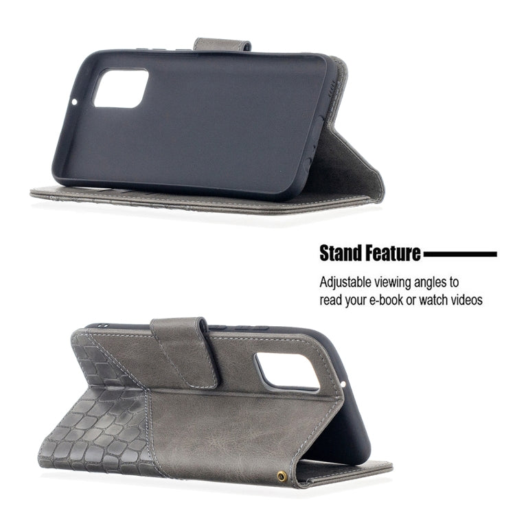 For Samsung Galaxy A02s (EU Version) Matching Color Crocodile Texture Horizontal Flip PU Leather Case with Wallet & Holder & Card Slots