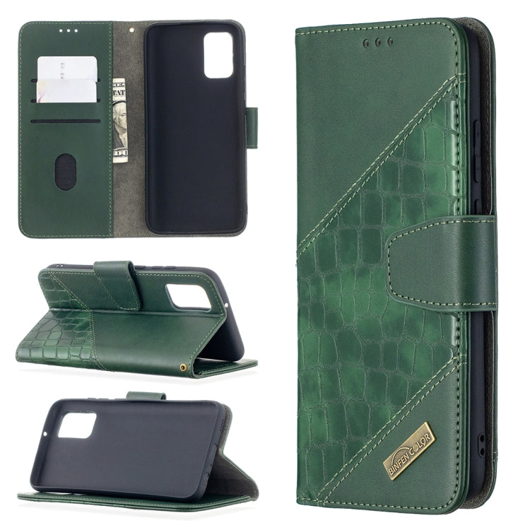For Samsung Galaxy A02s (EU Version) Matching Color Crocodile Texture Horizontal Flip PU Leather Case with Wallet & Holder & Card Slots
