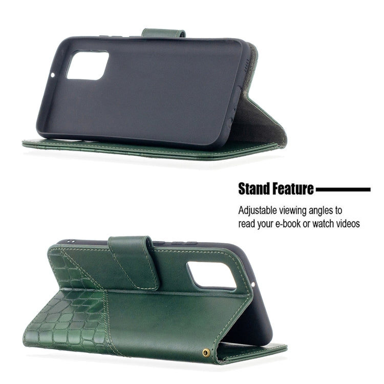 For Samsung Galaxy A02s (EU Version) Matching Color Crocodile Texture Horizontal Flip PU Leather Case with Wallet & Holder & Card Slots