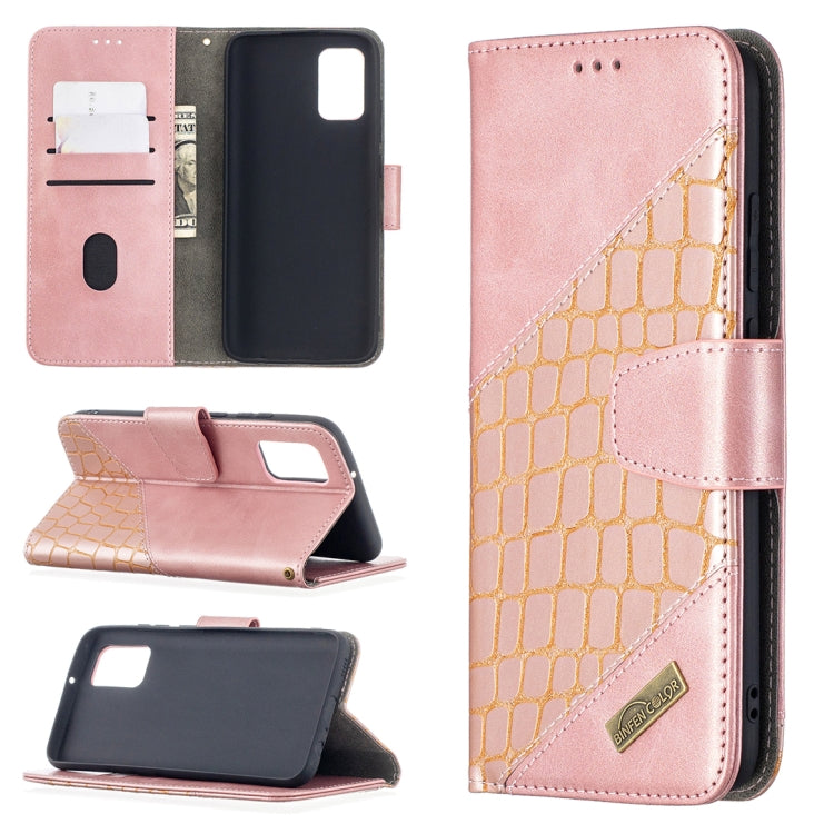 For Samsung Galaxy A02s (EU Version) Matching Color Crocodile Texture Horizontal Flip PU Leather Case with Wallet & Holder & Card Slots