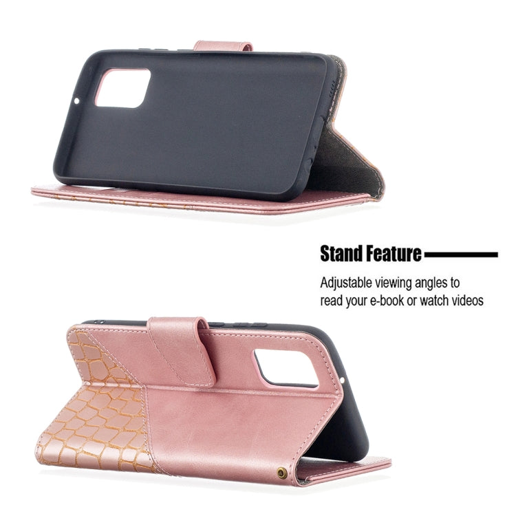 For Samsung Galaxy A02s (EU Version) Matching Color Crocodile Texture Horizontal Flip PU Leather Case with Wallet & Holder & Card Slots