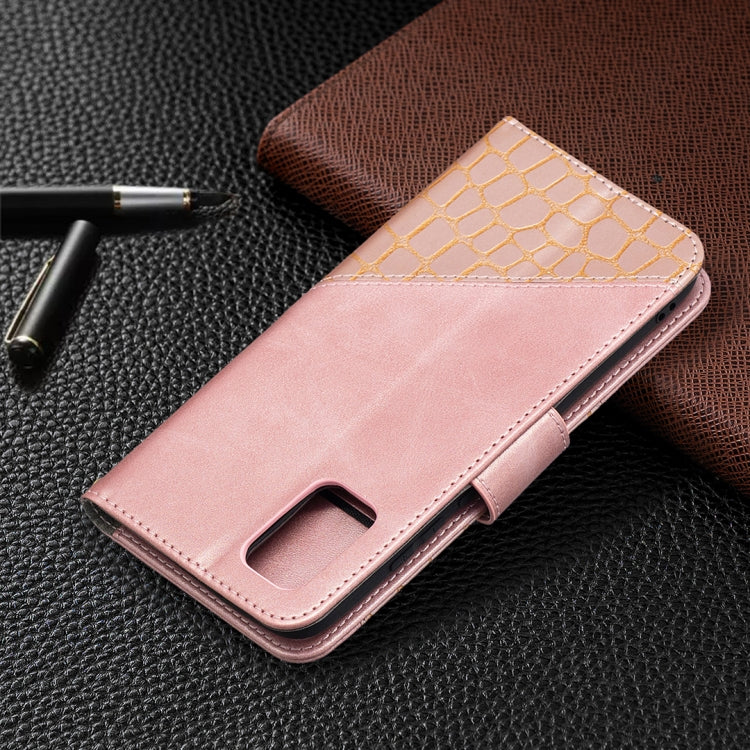 For Samsung Galaxy A02s (EU Version) Matching Color Crocodile Texture Horizontal Flip PU Leather Case with Wallet & Holder & Card Slots