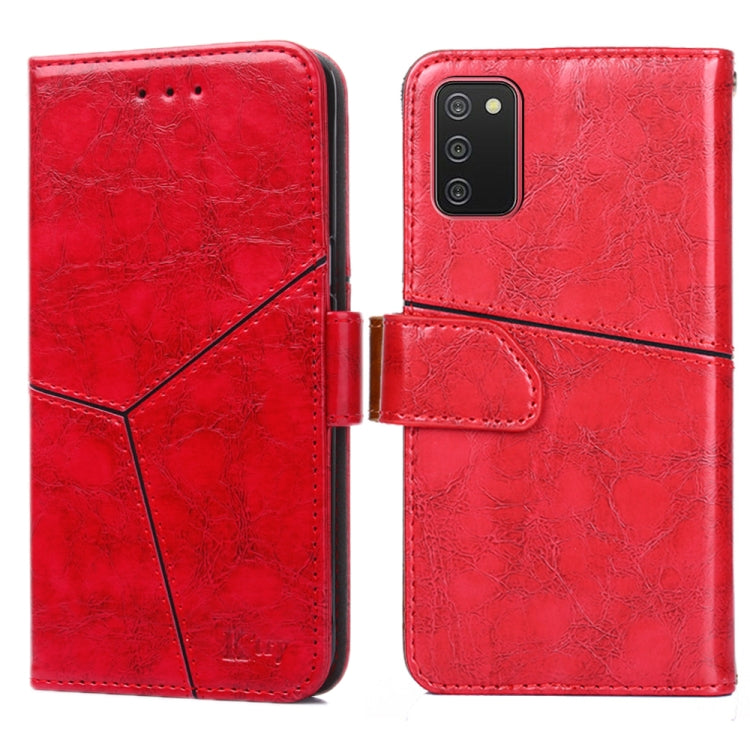 For Samsung Galaxy A02s(EU Version) Geometric Stitching Horizontal Flip TPU + PU Leather Case with Holder & Card Slots & Wallet