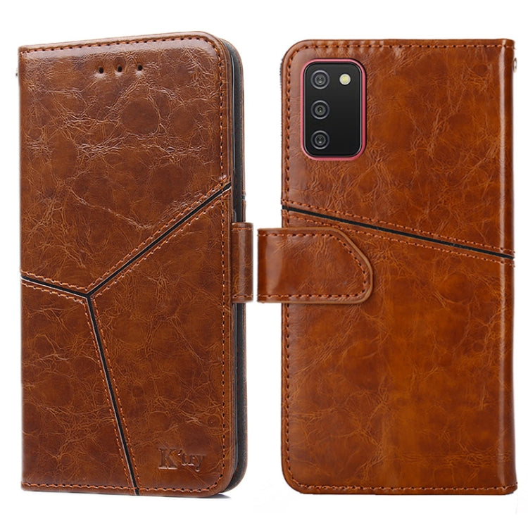 For Samsung Galaxy A02s(EU Version) Geometric Stitching Horizontal Flip TPU + PU Leather Case with Holder & Card Slots & Wallet