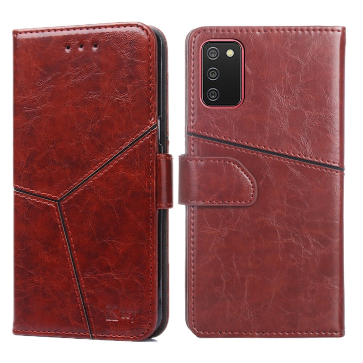 For Samsung Galaxy A02s(EU Version) Geometric Stitching Horizontal Flip TPU + PU Leather Case with Holder & Card Slots & Wallet