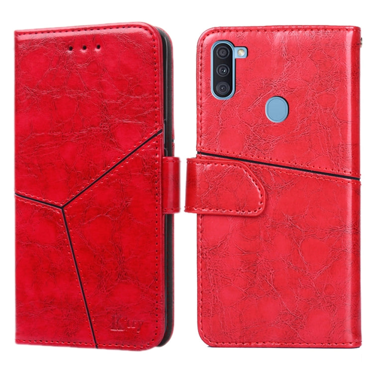 For Samsung Galaxy A11(EU Version) Geometric Stitching Horizontal Flip TPU + PU Leather Case with Holder & Card Slots & Wallet