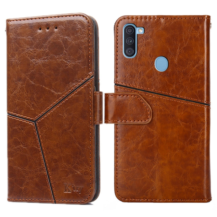For Samsung Galaxy A11(EU Version) Geometric Stitching Horizontal Flip TPU + PU Leather Case with Holder & Card Slots & Wallet