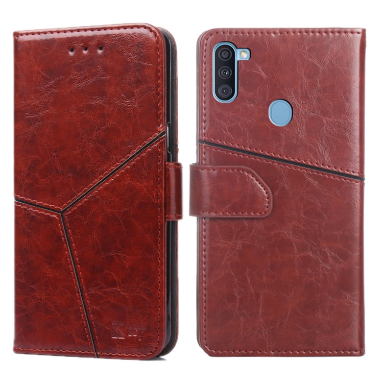 For Samsung Galaxy A11(EU Version) Geometric Stitching Horizontal Flip TPU + PU Leather Case with Holder & Card Slots & Wallet