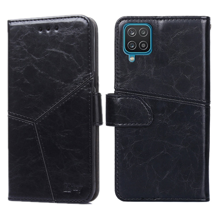 For Samsung Galaxy A12 Geometric Stitching Horizontal Flip TPU + PU Leather Case with Holder & Card Slots & Wallet