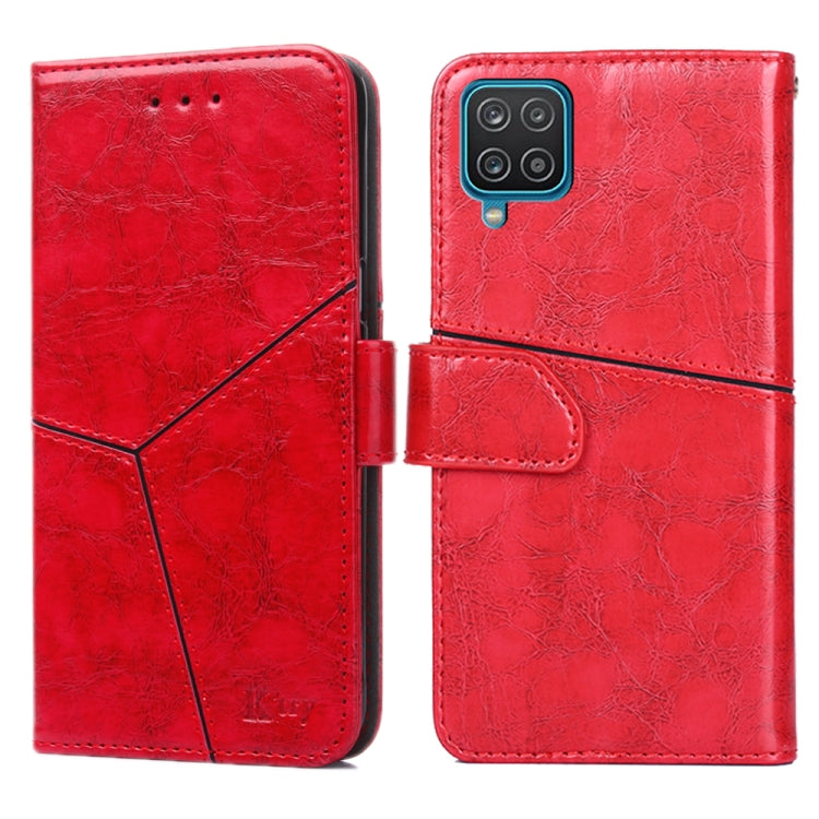 For Samsung Galaxy A12 Geometric Stitching Horizontal Flip TPU + PU Leather Case with Holder & Card Slots & Wallet