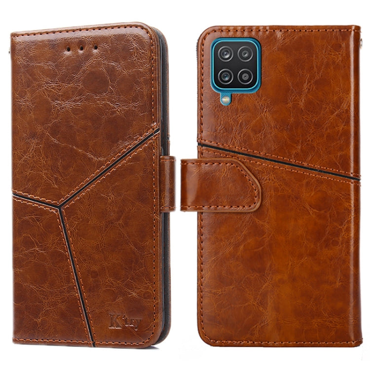 For Samsung Galaxy A12 Geometric Stitching Horizontal Flip TPU + PU Leather Case with Holder & Card Slots & Wallet
