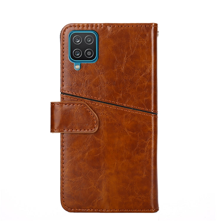 For Samsung Galaxy A12 Geometric Stitching Horizontal Flip TPU + PU Leather Case with Holder & Card Slots & Wallet