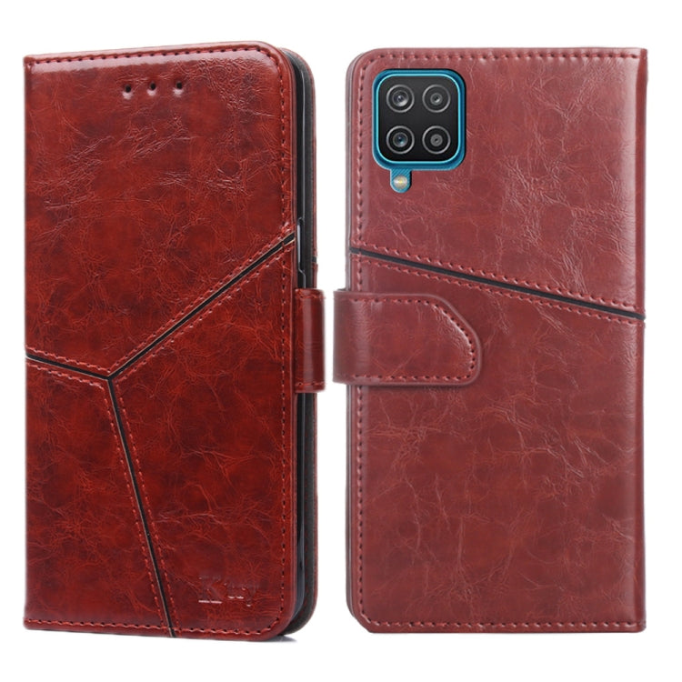For Samsung Galaxy A12 Geometric Stitching Horizontal Flip TPU + PU Leather Case with Holder & Card Slots & Wallet