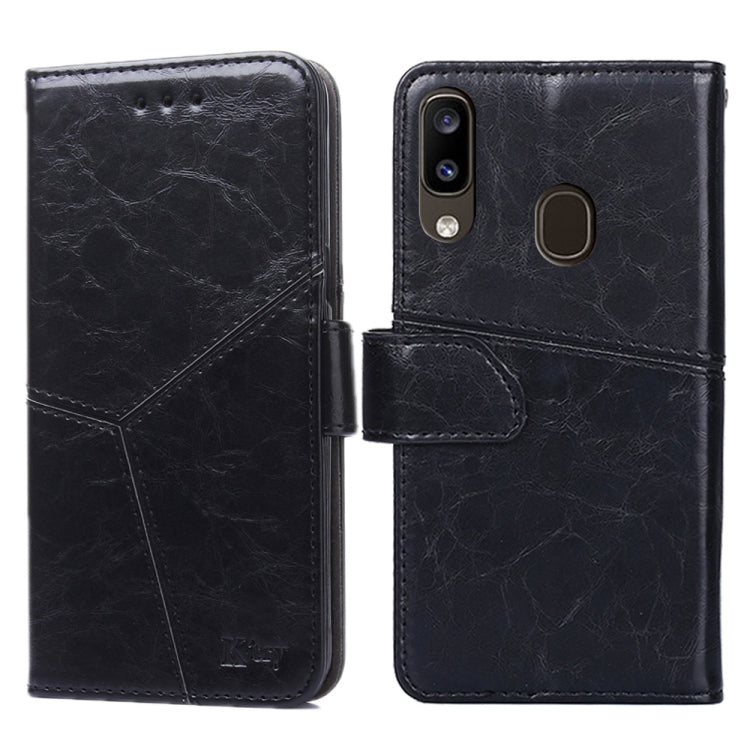 For Samsung Galaxy A20 Geometric Stitching Horizontal Flip TPU + PU Leather Case with Holder & Card Slots & Wallet