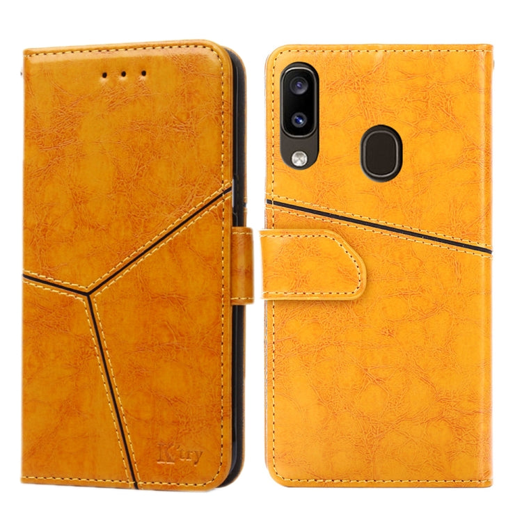 For Samsung Galaxy A20 Geometric Stitching Horizontal Flip TPU + PU Leather Case with Holder & Card Slots & Wallet