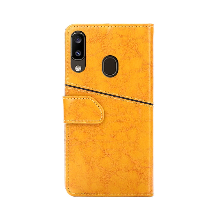 For Samsung Galaxy A20 Geometric Stitching Horizontal Flip TPU + PU Leather Case with Holder & Card Slots & Wallet