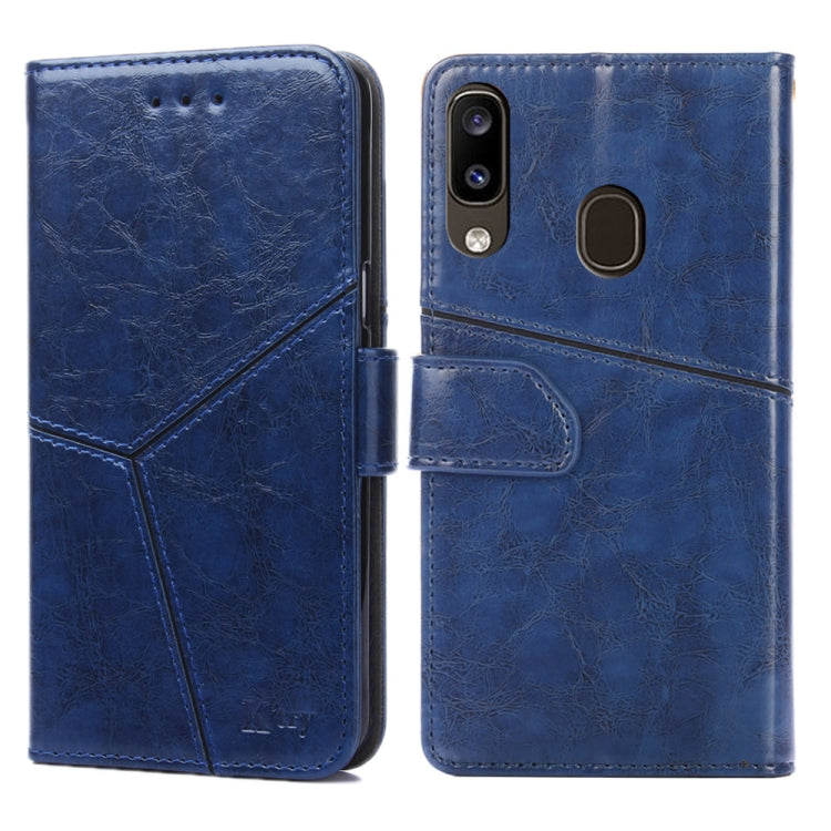 For Samsung Galaxy A20 Geometric Stitching Horizontal Flip TPU + PU Leather Case with Holder & Card Slots & Wallet
