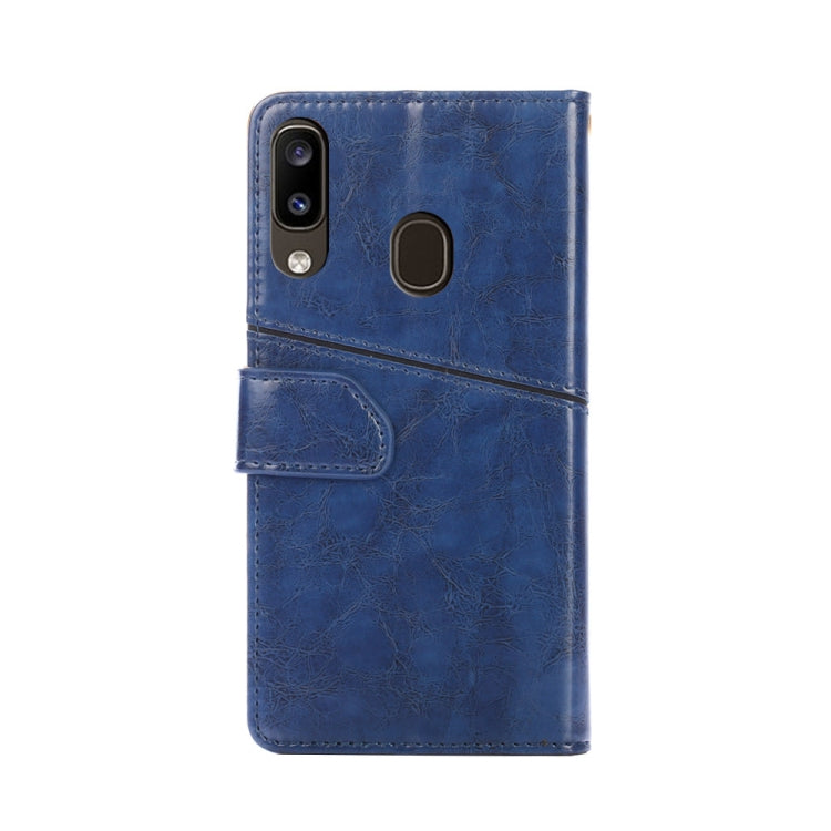 For Samsung Galaxy A20 Geometric Stitching Horizontal Flip TPU + PU Leather Case with Holder & Card Slots & Wallet