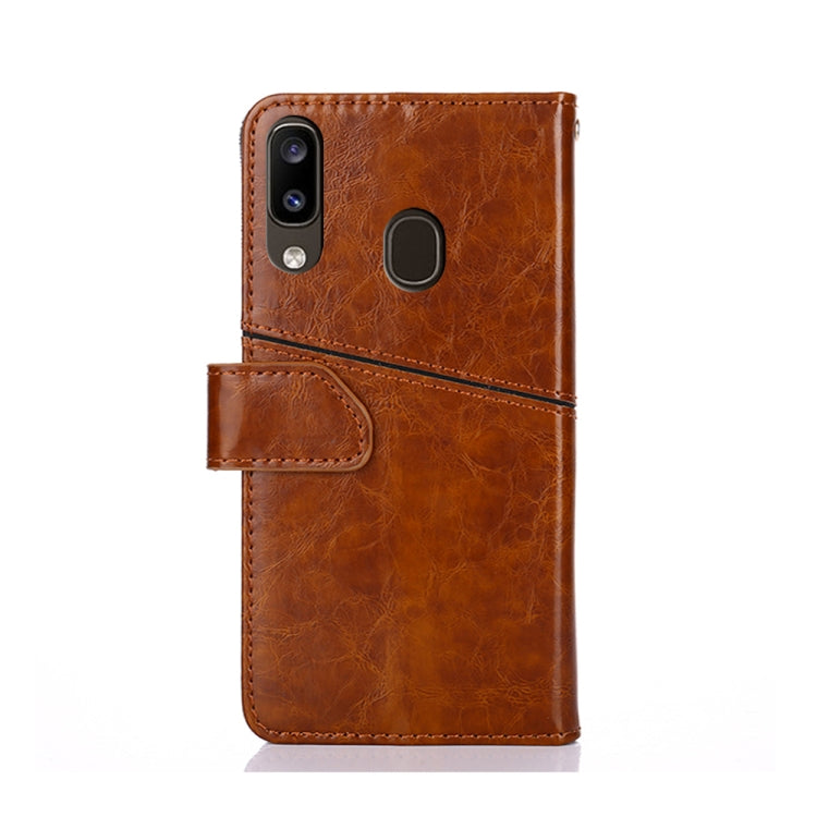 For Samsung Galaxy A20 Geometric Stitching Horizontal Flip TPU + PU Leather Case with Holder & Card Slots & Wallet